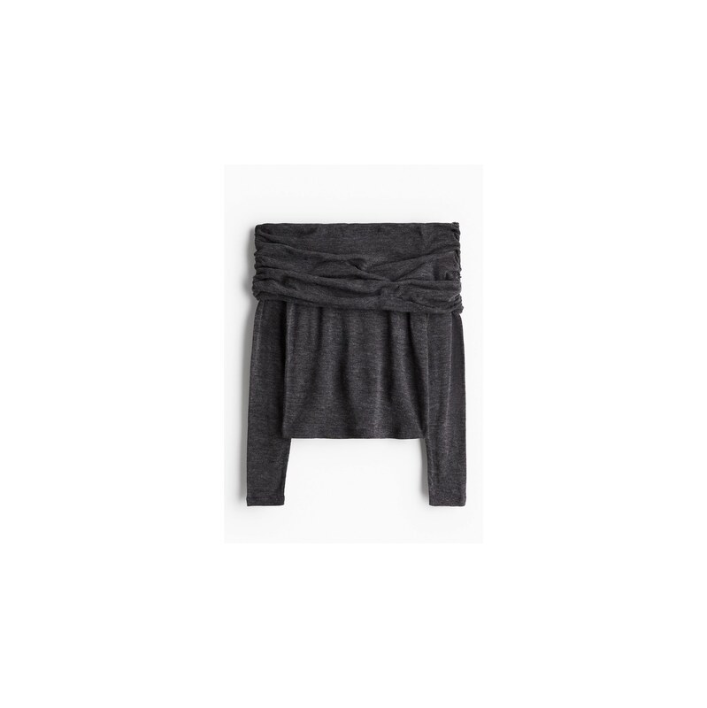 H&M - Top odhalující ramena - Tmavě Šedý Melír