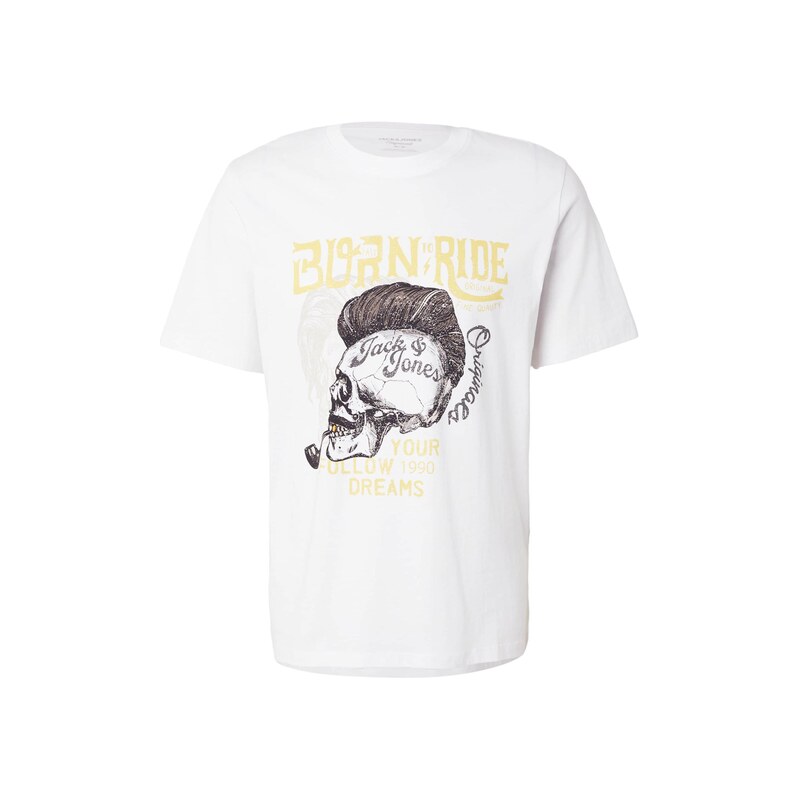 JACK & JONES Tričko JORSHAPE světle žlutá / černá / bílá