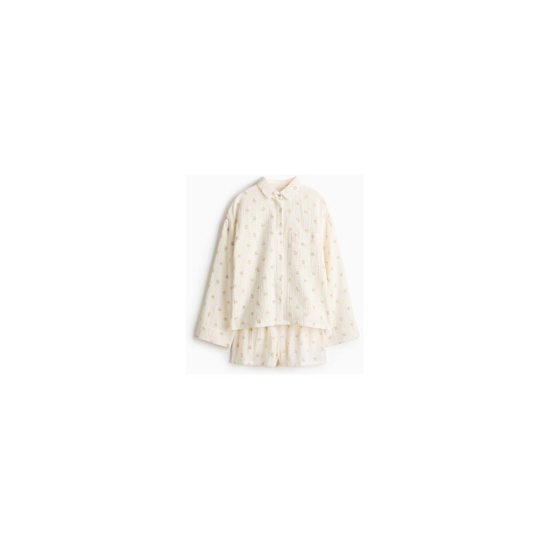 H&M - Pyžamo košile a šortky - Krémová/Květiny