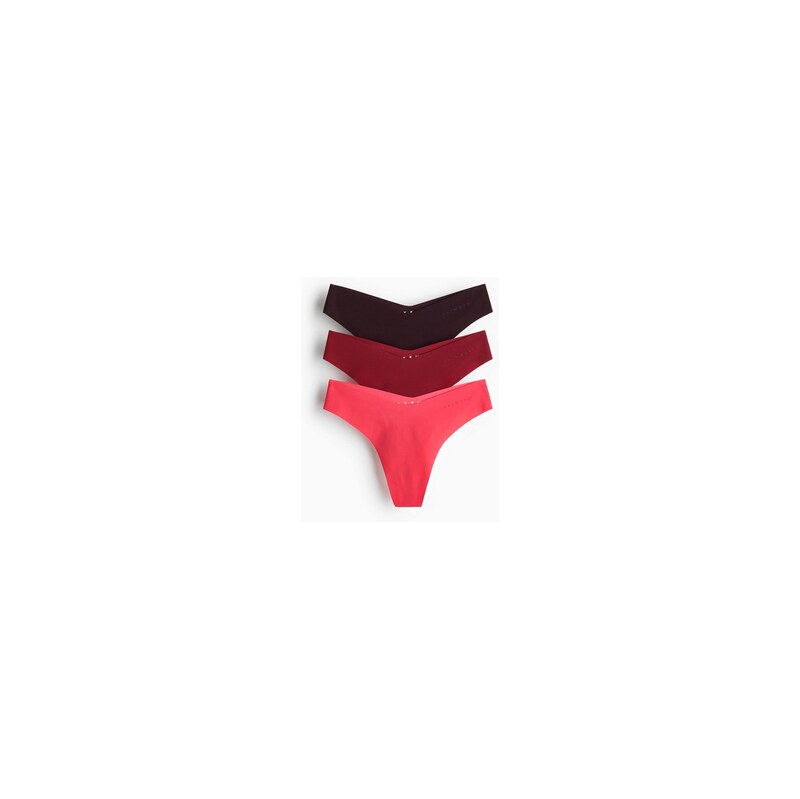 H&M - Sportovní kalhotky thong DryMove 3 kusy - Melounová