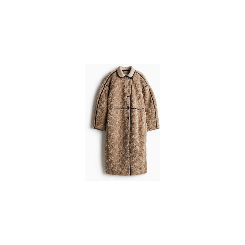 H&M - Plyšový kabát - Béžová