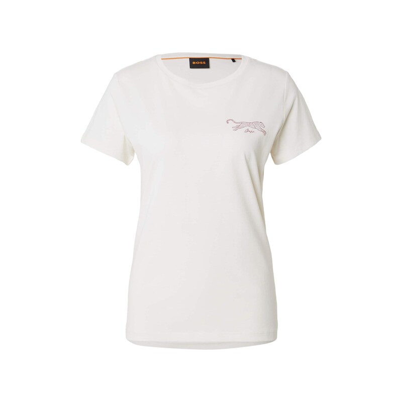 BOSS Tričko C_Elove_5 rubínově červená / offwhite