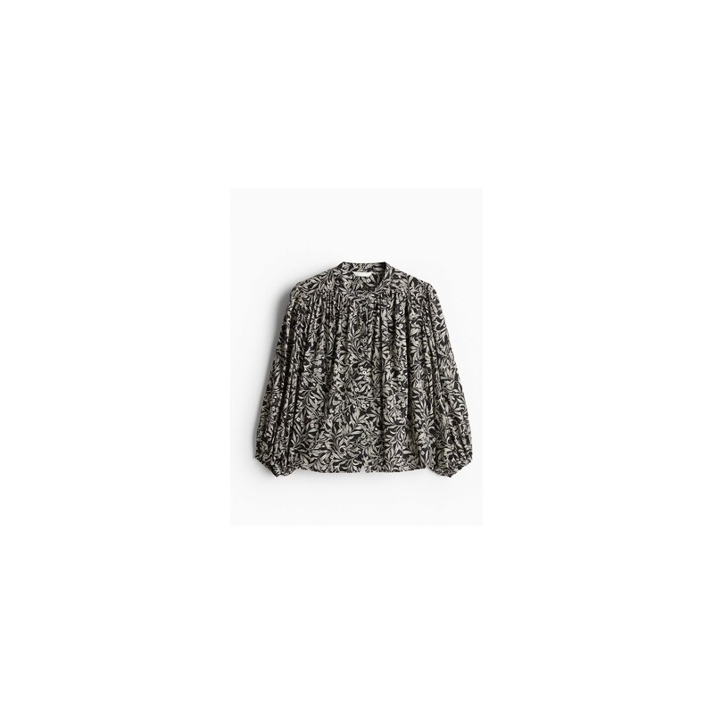 H&M - Halenkas balonovým rukávem - Černá/Vzor