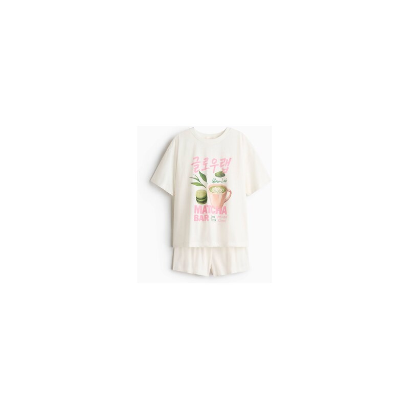 H&M - Pyžamos potiskem - Bílá/Matcha