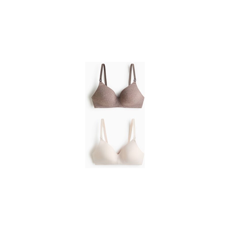 H&M - MAMA Vyztužená podprsenka na kojení 2 kusy - Béžový Melír