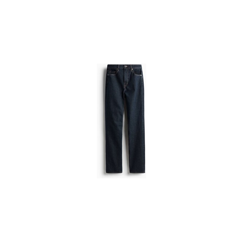 H&M - Slim Straight High Jeans - Tmavý Denim Blue