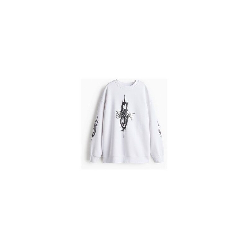 H&M - Oversized mikinas potiskem - Bílá/Slipknot