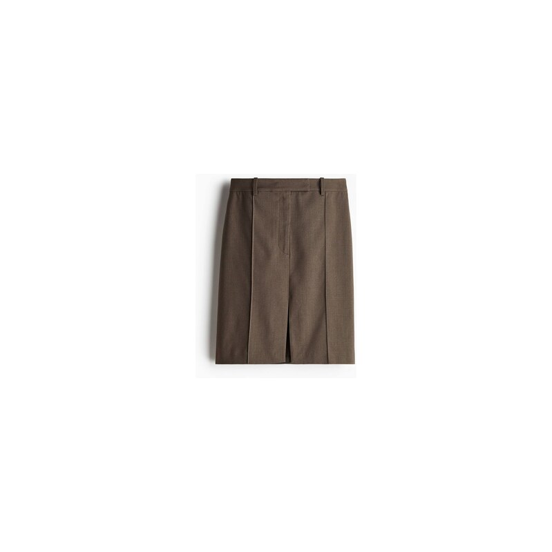 H&M - Sukně z lněné směsi - Tmavě Hnědá