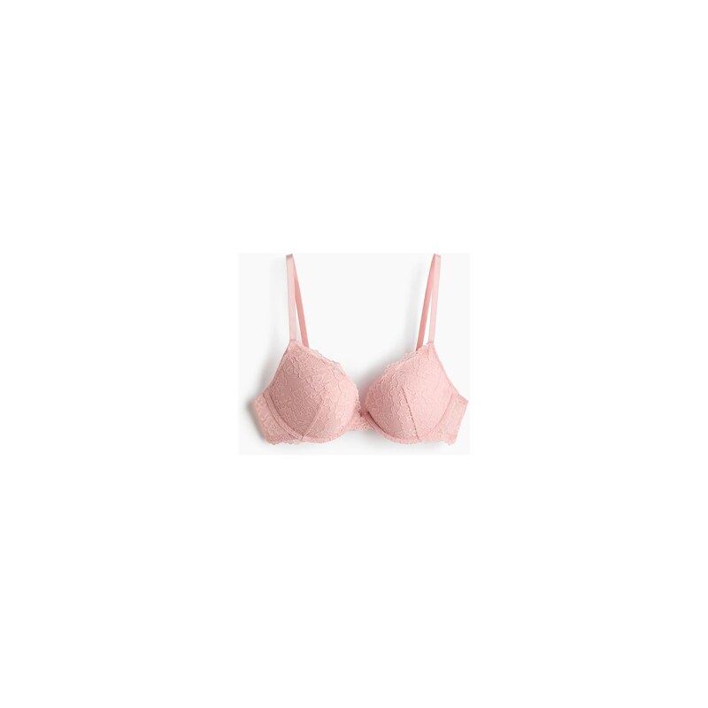 H&M - Krajková podprsenka push-up - Světle Růžová