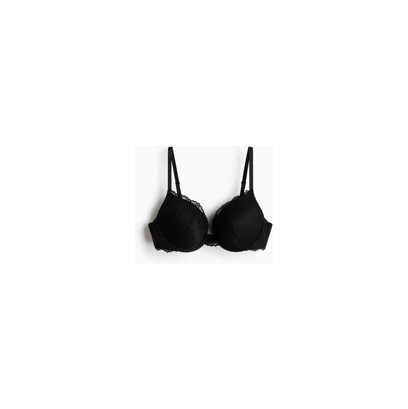 H&M - Krajková podprsenka push-up - Černá