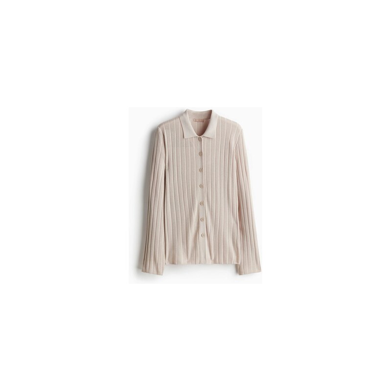 H&M - Propínací top z žebrovaného úpletu - Světle Béžová