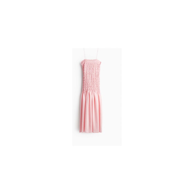 H&M - Dlouhé šatys žabkováním - Světle Růžová