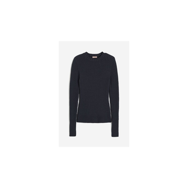H&M - Top z žebrovaného úpletu - Tmavě Šedá