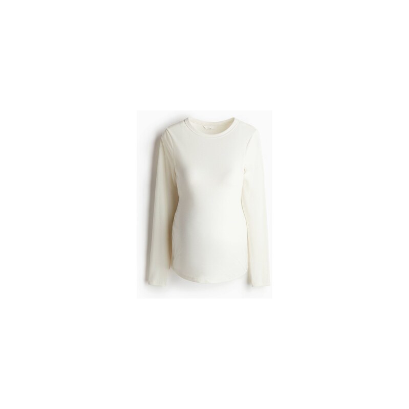 H&M - MAMA Žebrovaný žerzejový top - Krémová