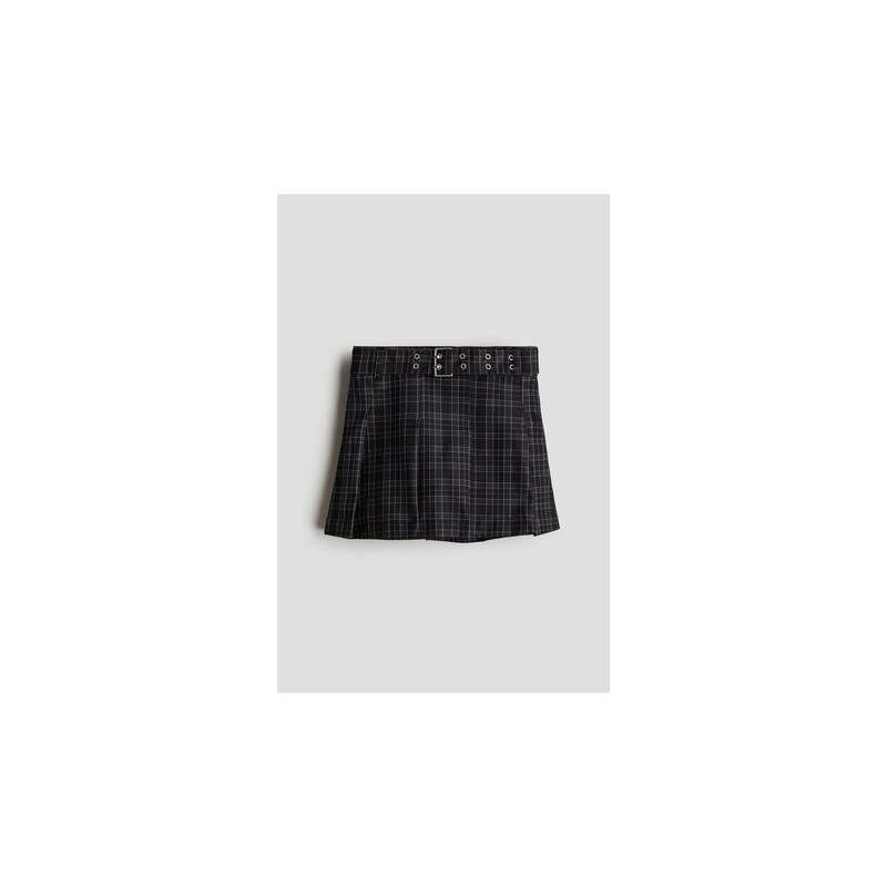 H&M - Skládaná sukně - Černá/Kostka