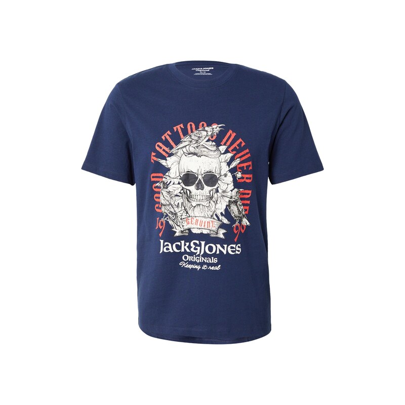 JACK & JONES Tričko JORSHAPE námořnická modř / krvavě červená /