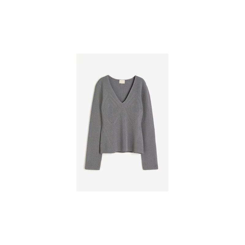 H&M - Svetr z ažurového úpletu - Šedá