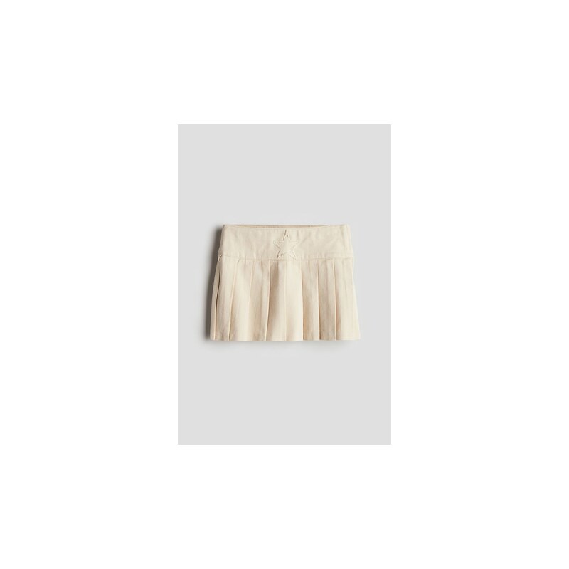 H&M - Skládaná keprová sukně - Světle Béžová