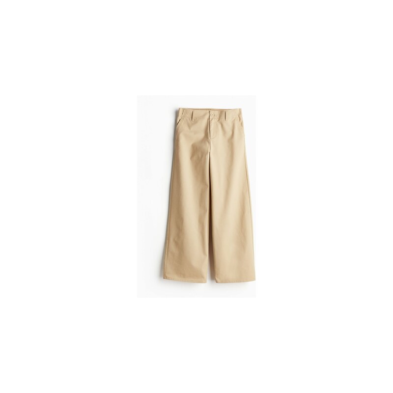 H&M - Keprové kalhoty chinos neupravenými okraji - Béžová