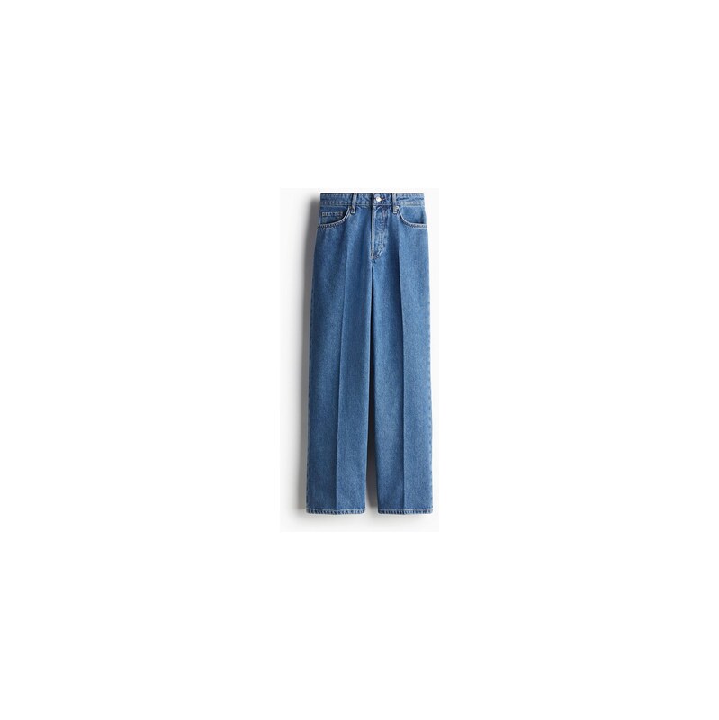 H&M - Straight Regular Jeans - Modrá