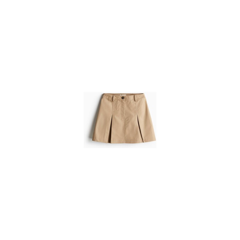 H&M - Skládaná keprová sukně - Béžová