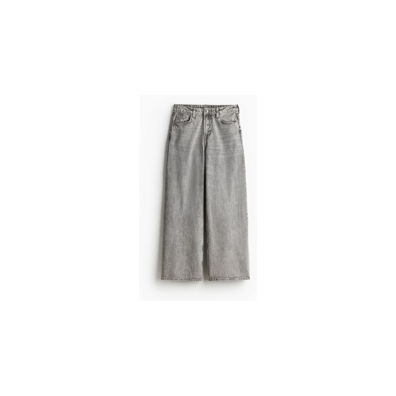 H&M - Wide Regular Jeans - Světle Šedá