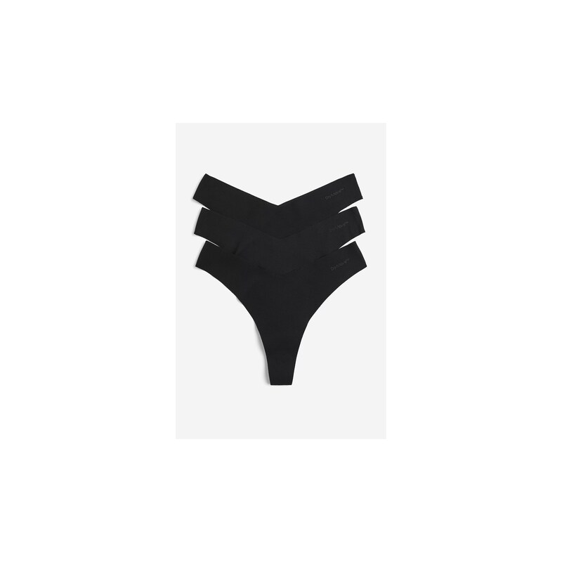 H&M - Sportovní kalhotky thong DryMove 3 kusy - Černá