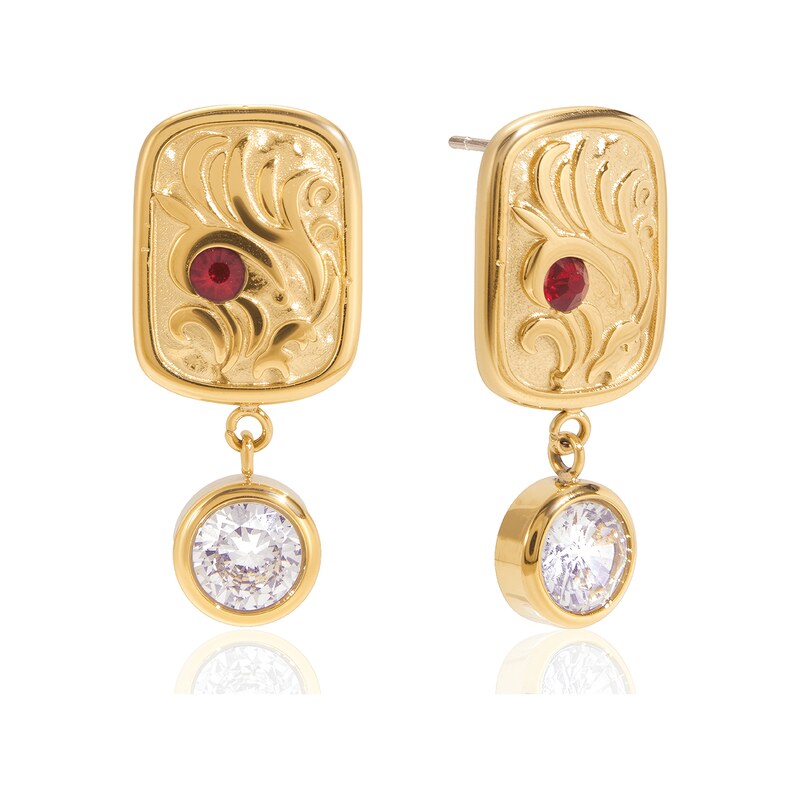 ELENYS Relic Drop – pozlacené náušnice 18K žluté zlato