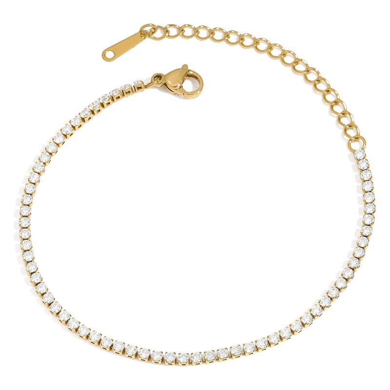 ELENYS Tennis 2 mm – pozlacený náramek 18K žluté zlato