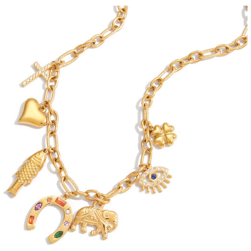ELENYS Lucky Symbols – pozlacený náhrdelník 18K žluté zlato