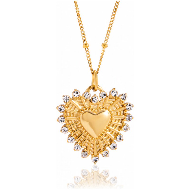 ELENYS Golden Sun Heart – pozlacený náhrdelník 18K žluté zlato