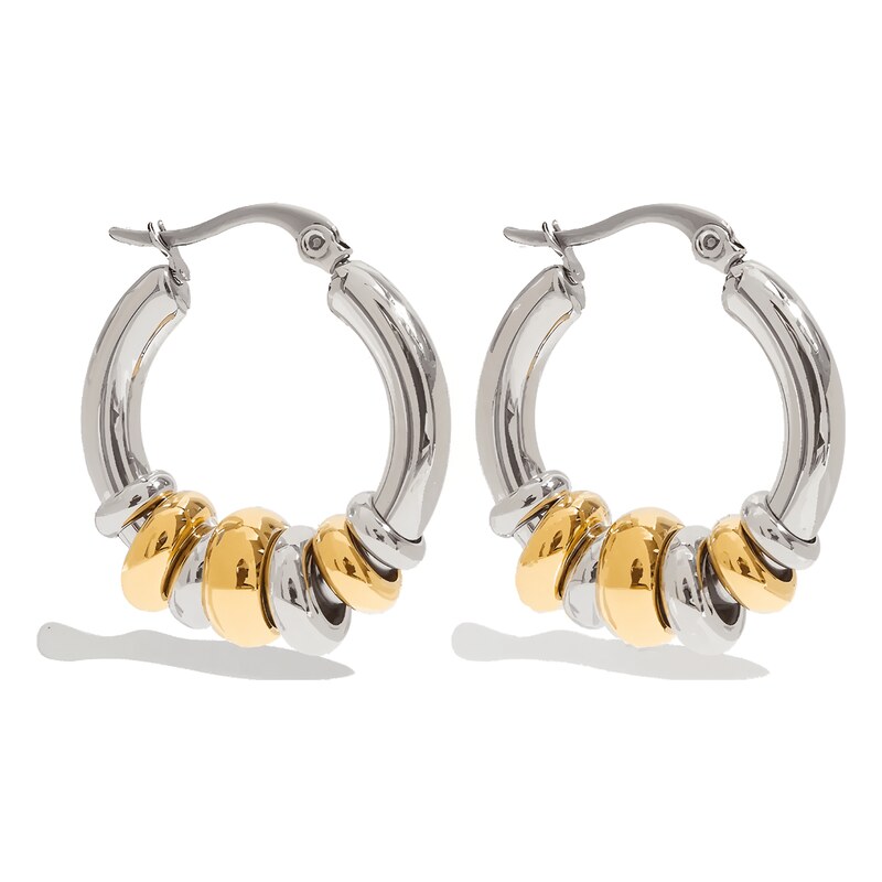 ELENYS Essence Hoops Dual – pozlacené náušnice 18K žluté zlato