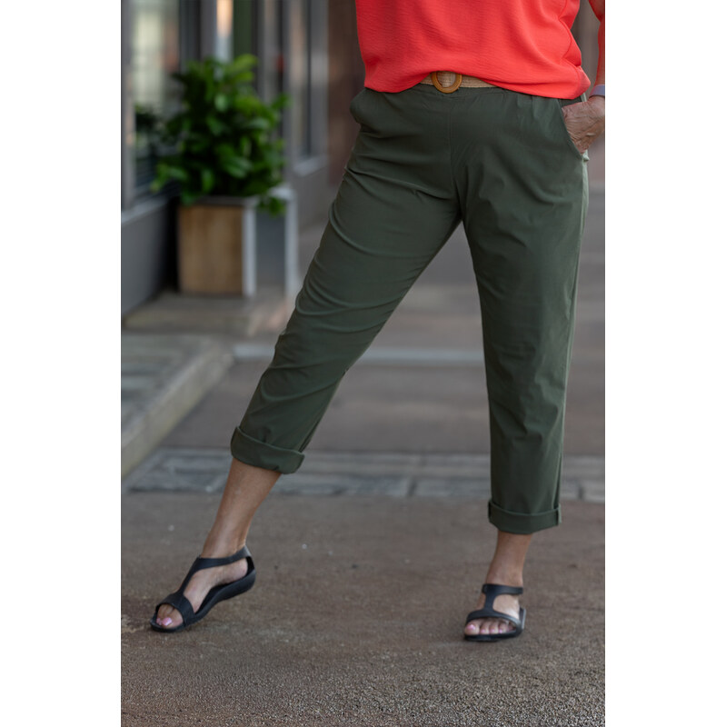 Italy fashion Pružné kalhoty CAESAR Barva: Khaki, Velikost: UNI:
