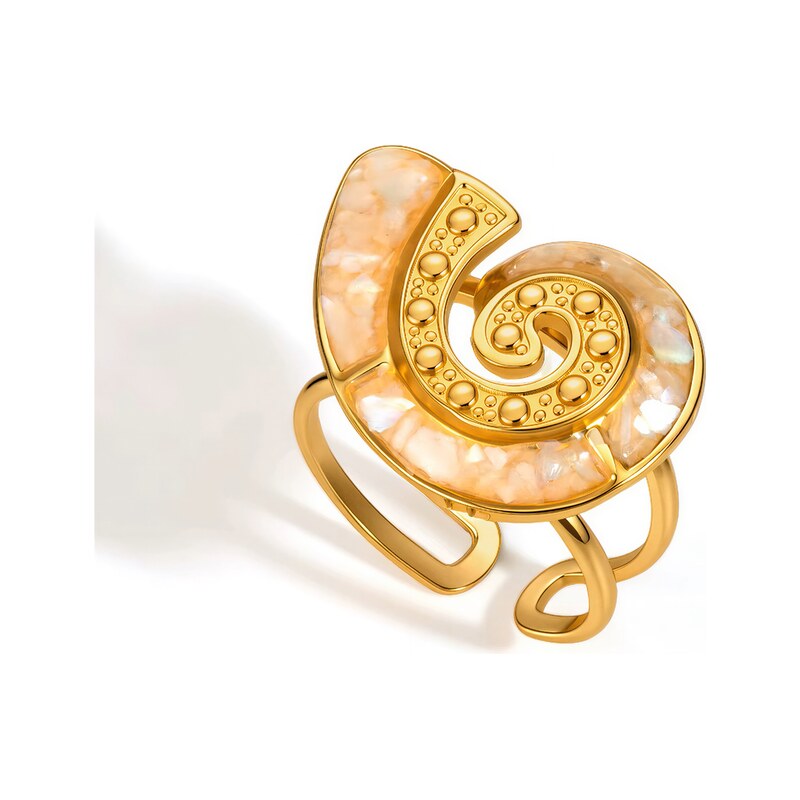 ELENYS Ocean Spiral – pozlacený prsten 18K žluté zlato