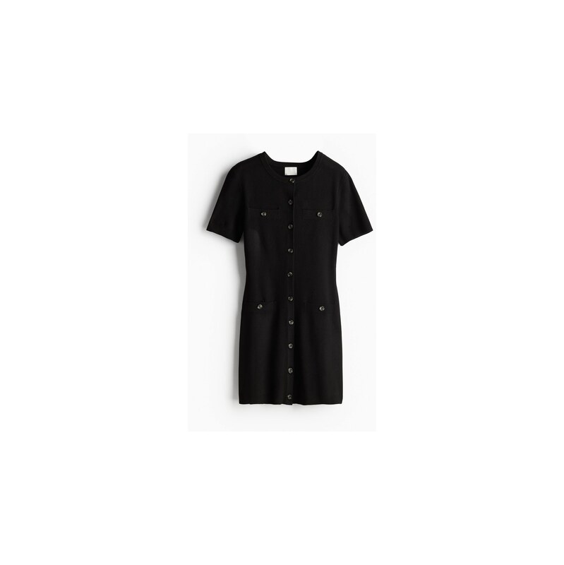 H&M - Pletené propínací šaty - Černá