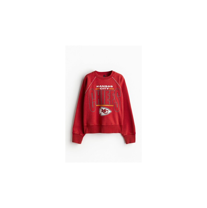 H&M - Oversized mikinas potiskem - Červená/Nfl