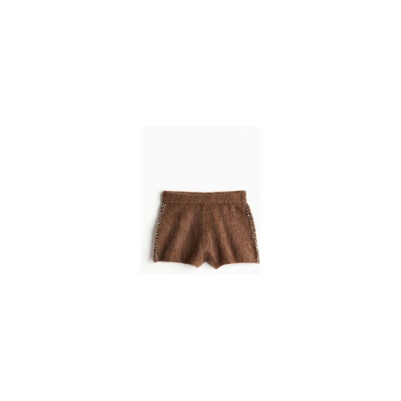 H&M - Mini šortky zdobené štrasem. - Hnědá