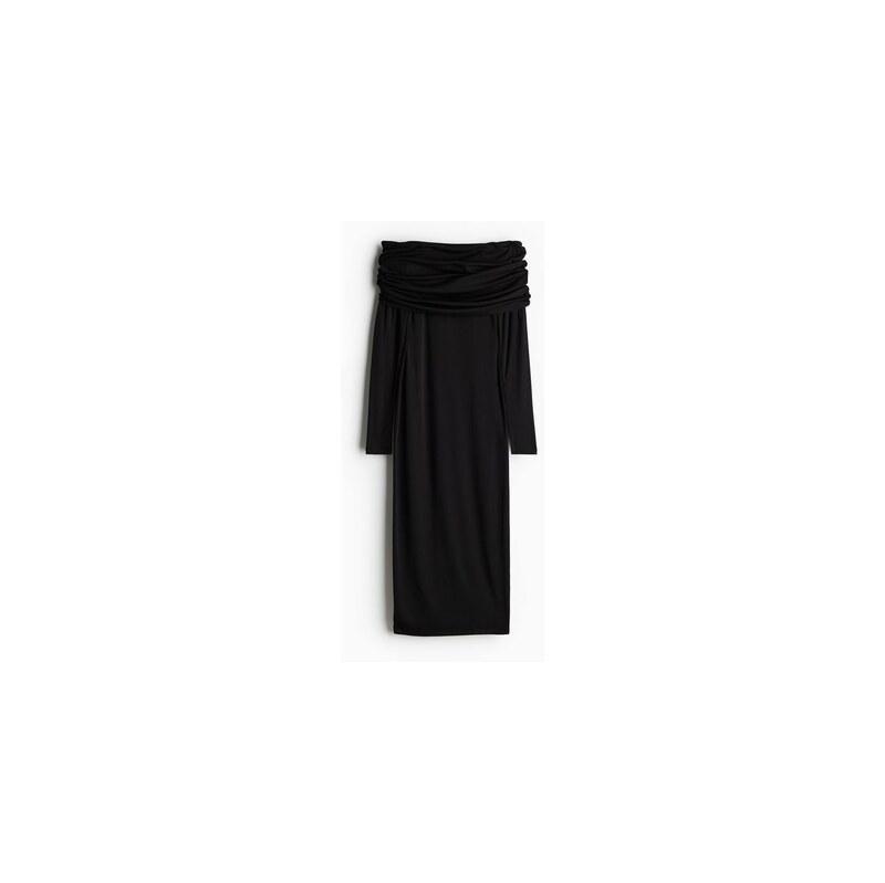 H&M - Šatys ohrnutým lemem odhalující ramena - Černá
