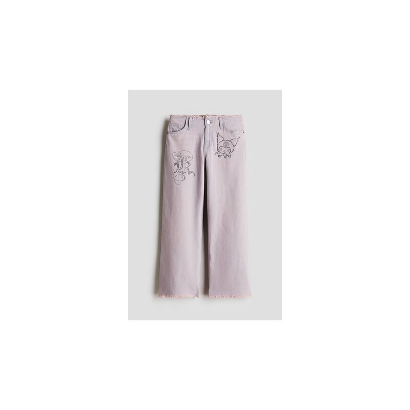 H&M - Baggy Fit Bootcut Jeans - Růžová/Kuromi
