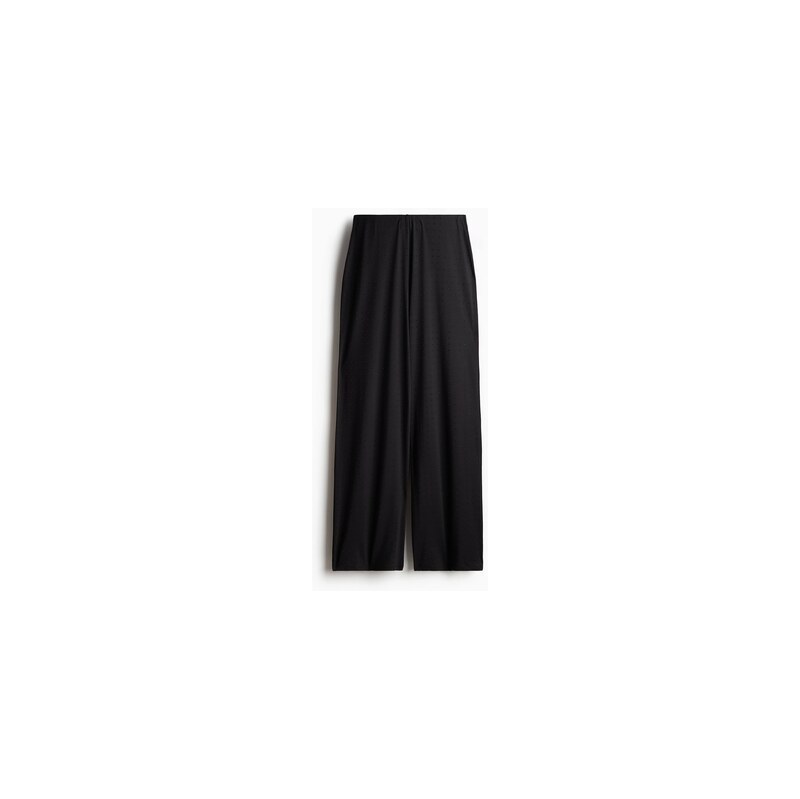 H&M - Rovné žerzejové kalhoty - Černá/Štras