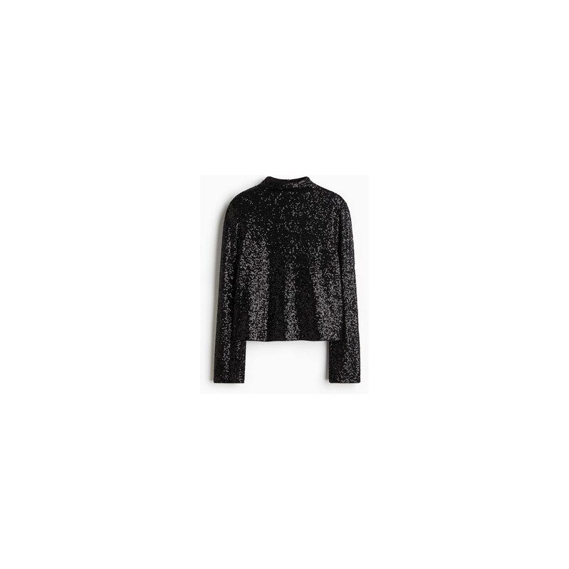 H&M - Flitrový tops vysokým límcem - Černá