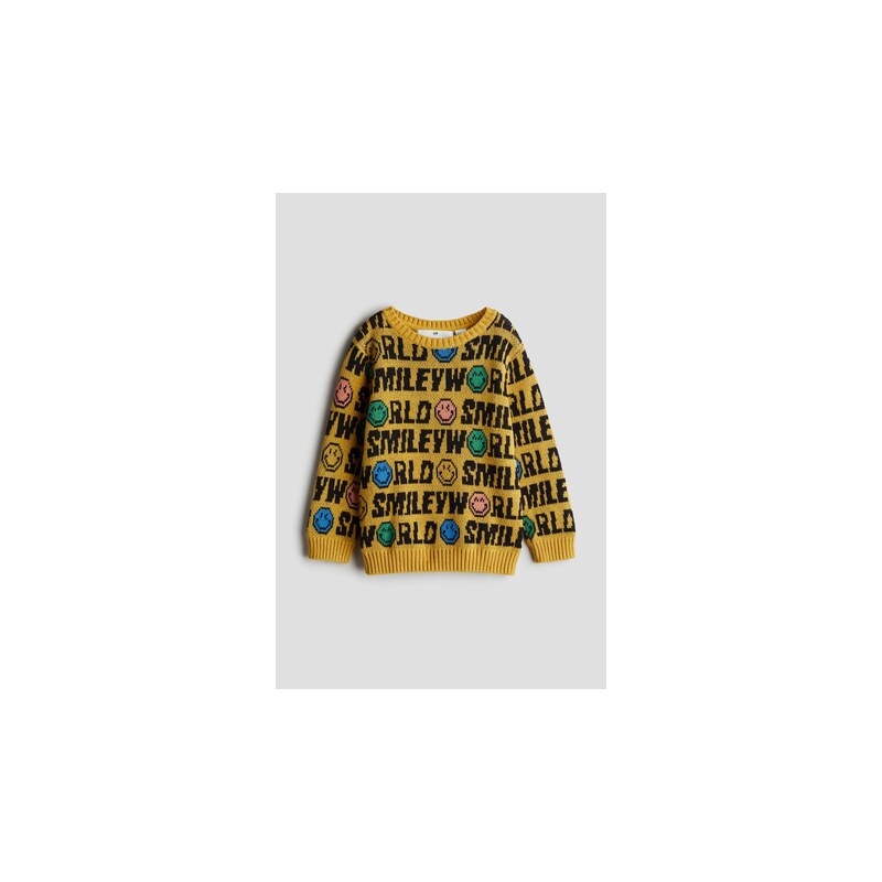 H&M - Bavlněný svetr z žakárového úpletu - Hořčičně Žlutá