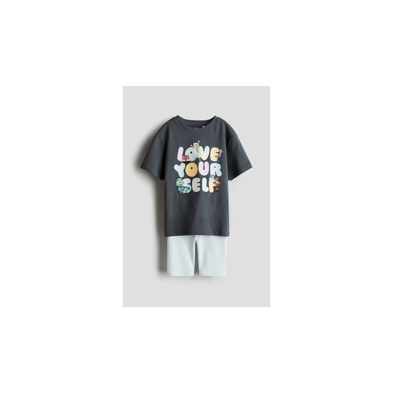 H&M - Dvoudílná soupravas potiskem - Šedá/Love Yourself