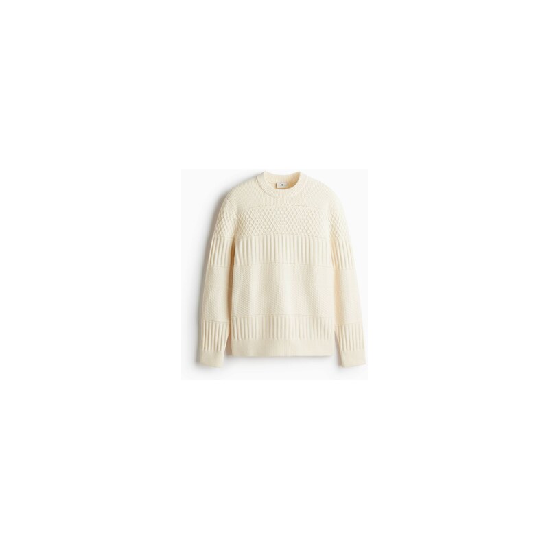 H&M - Svetr z vzorovaného úpletu Regular Fit - Krémová