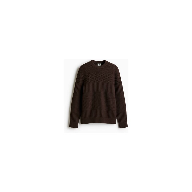 H&M - Svetr z vzorovaného úpletu Regular Fit - Tmavě Hnědá