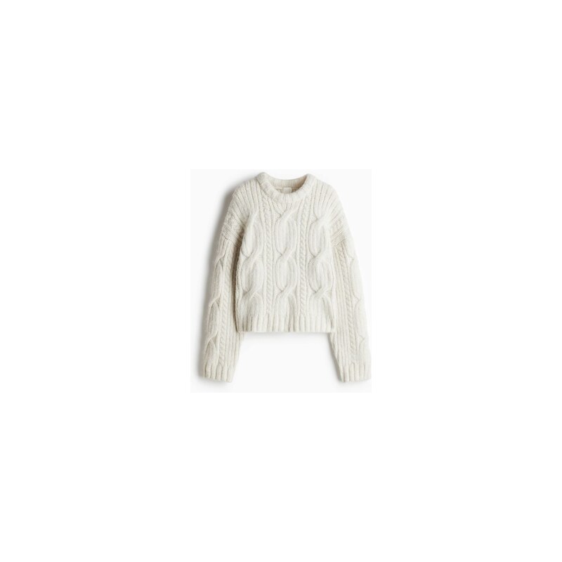 H&M - Pletený svetrs copánkovým vzorem - Bílá
