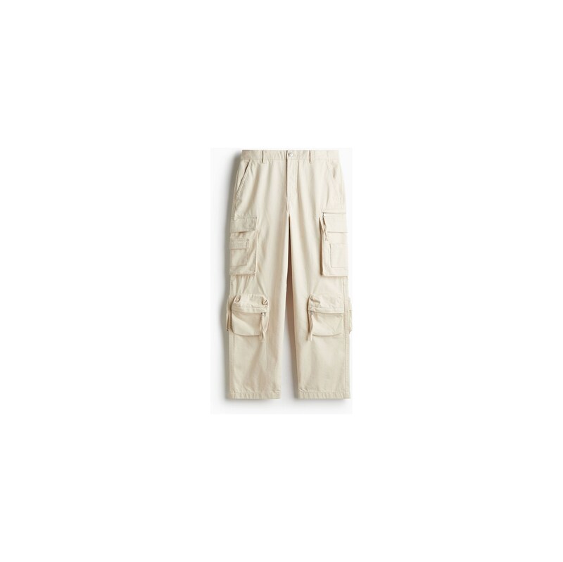 H&M - Loose Cargo Jeans - Krémová