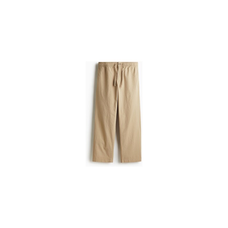 H&M - Kalhoty z tkaniny seersucker Relaxed Fit - Béžová