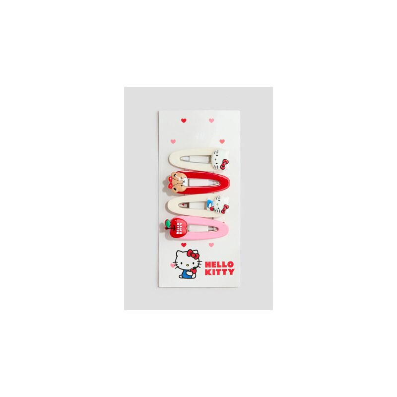 H&M - Sponka do vlasů 4 kusy - Červená/Hello Kitty