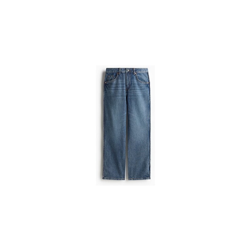 H&M - Straight High Ankle Jeans - Světlý Denim Blue